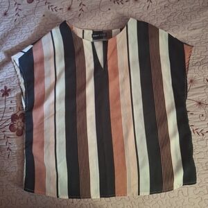 SHEIN| Women's Striped Notched Neckline Batwing Sleeve Blouse Size M